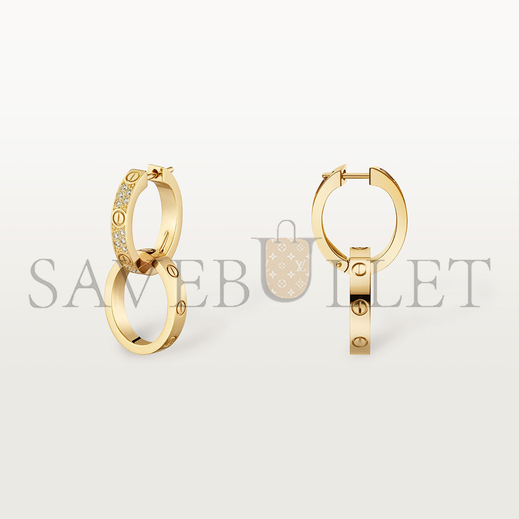 Ca*t*er love yellow gold earrings, transformable, semi-paved n8515241